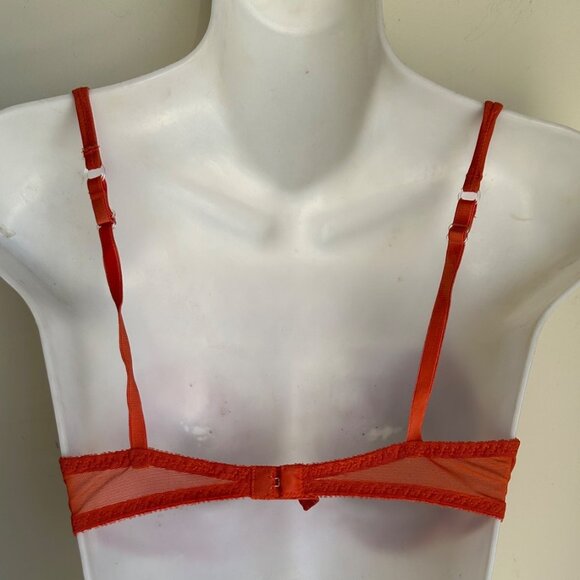 Victorias Secret Orange Lace Bra 36C With Bow Accent - Picture 5 of 8